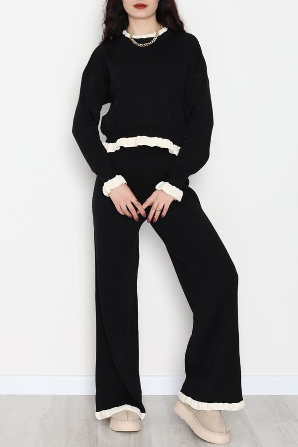 Fırfır Detay Triko Takım Siyah - 2053.1247.
