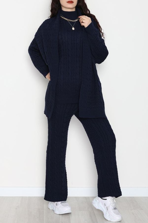 Atkılı 3'Lü Triko Takım Lacivert - 2288.1247.