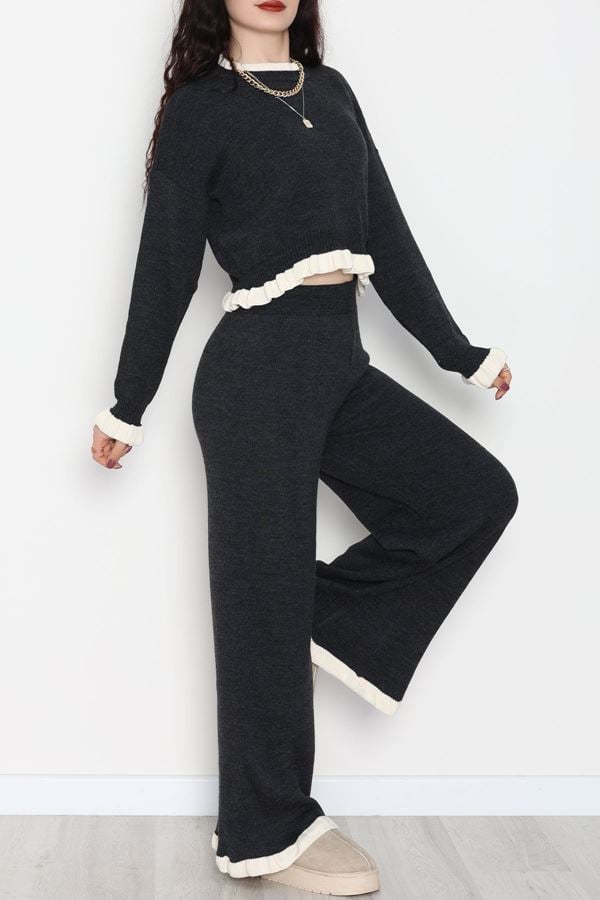 Fırfır Detay Triko Takım Antrasit - 2053.1247.