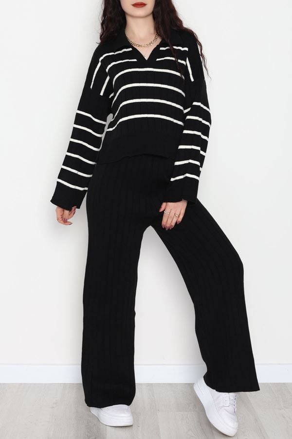 Çizgili Polo Yaka Takım Siyah - 2295.1247.