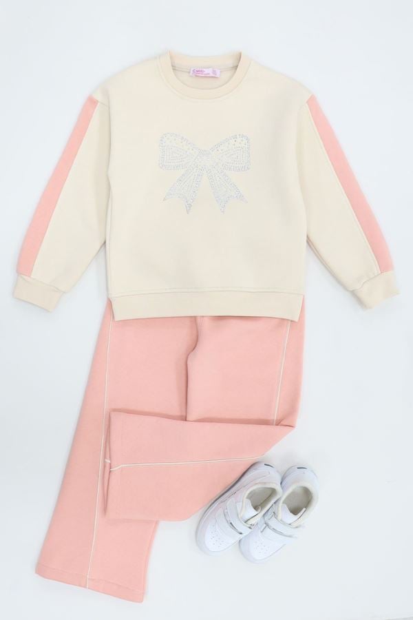 5-12 Yaş 3 İplik Şardonlu Taşlı Takım Somon - 60330.1867.