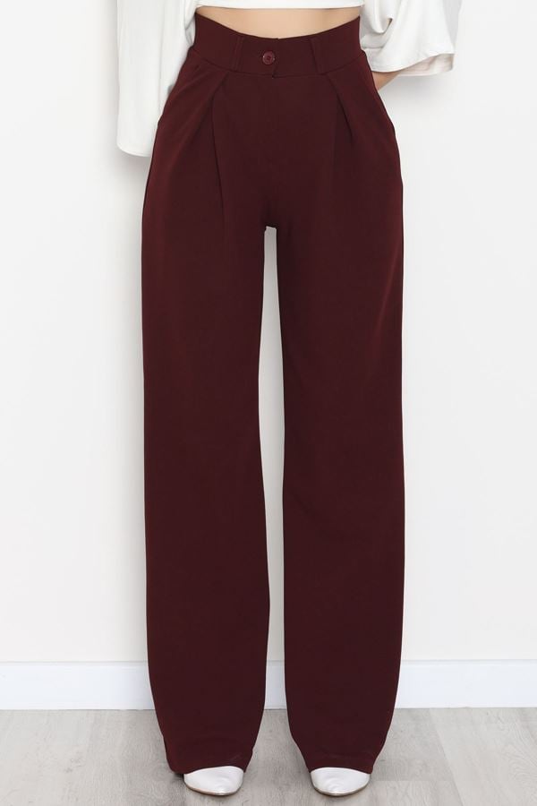 Pileli Palazzo Pantolon Bordo - 51047.1999.