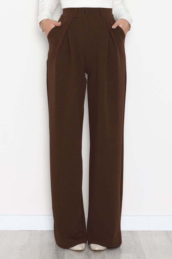 Pileli Palazzo Pantolon Acıkahve - 51047.1999.