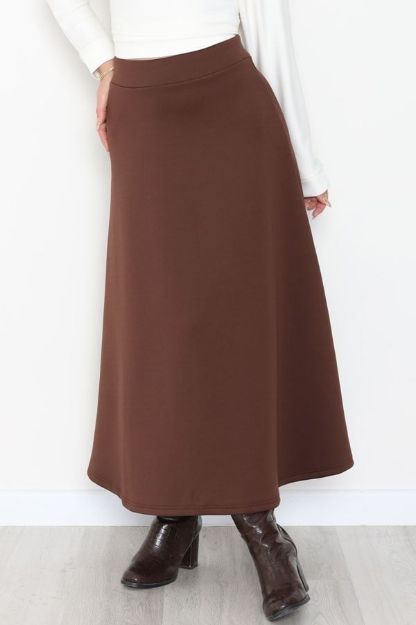 Puf Scuba Kumaş Uzun Etek Kahve - 51104.1355.