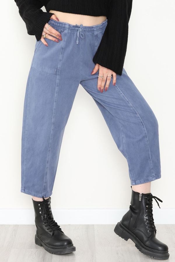 Yıkamalı Havuç Pantolon Açıkmavi - 51212.1779.