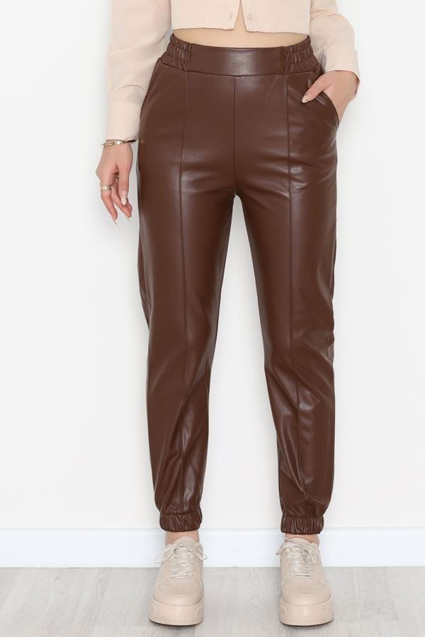 Önü Çımalı Jogger Pantolon Kahve - 51210.1779.