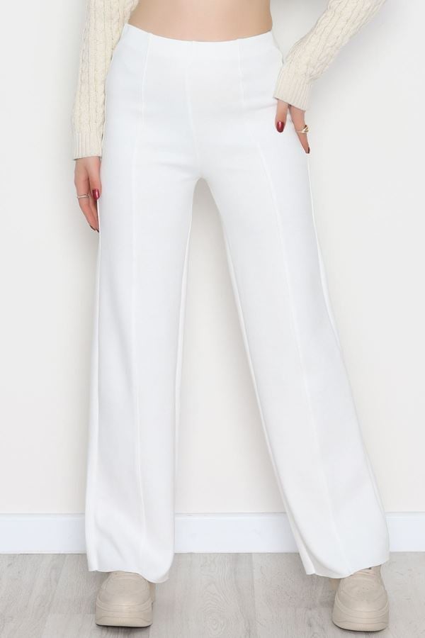 Selanik Kumaş Palazzo Pantolon Krem - 51036.1837.