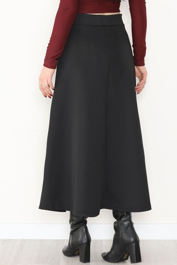 Puf Scuba Kumaş Uzun Etek Siyah - 51104.1355.