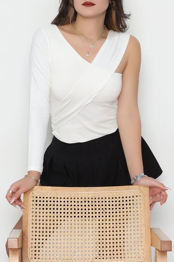 Tek Omuz Bluz Ekru - 1006.2119.