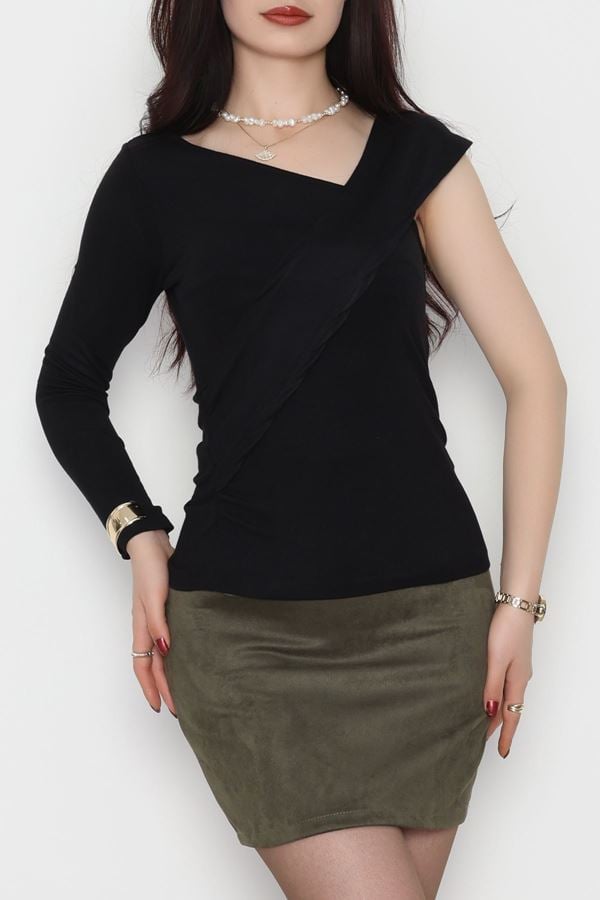 Tek Omuz Bluz Siyah - 1006.2119.