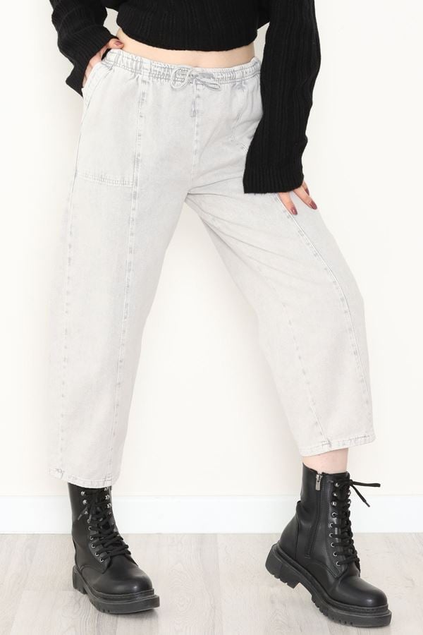 Yıkamalı Havuç Pantolon Açıkgri - 51212.1779.