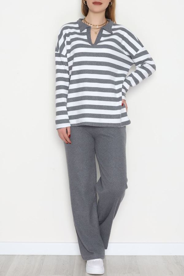 Polo Yaka Raporlu İnterlok Takım Fümebeyaz - 42738.1567.