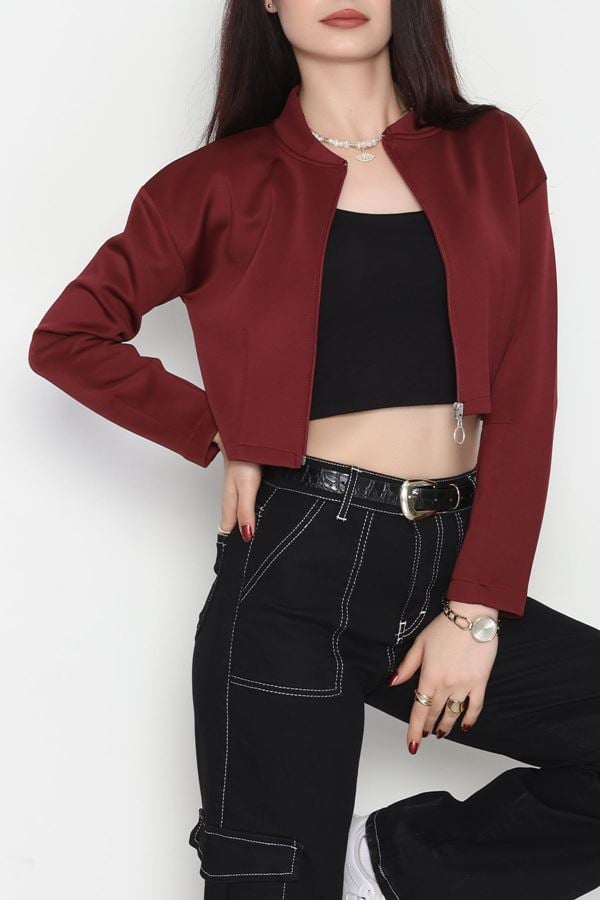 Scuba Fermuarlı Ceket Bordo - 1067.2119.