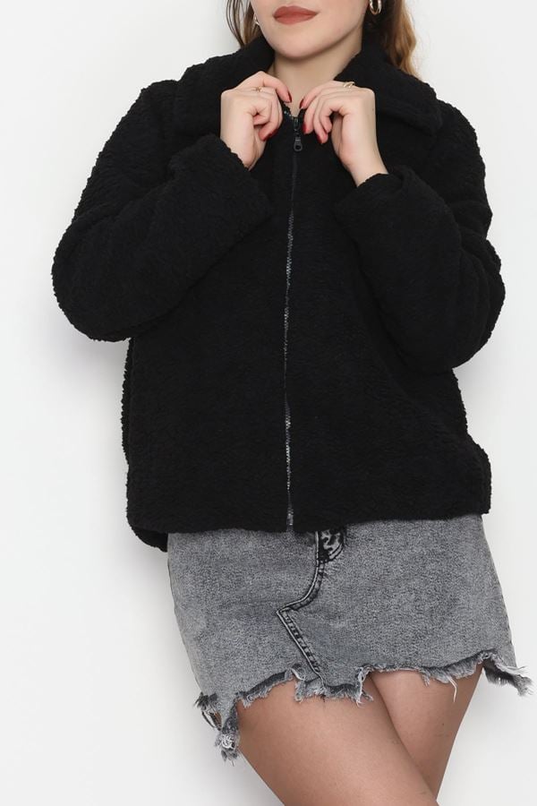 Peluş Astarlı Mont Siyah - 42696.1247.