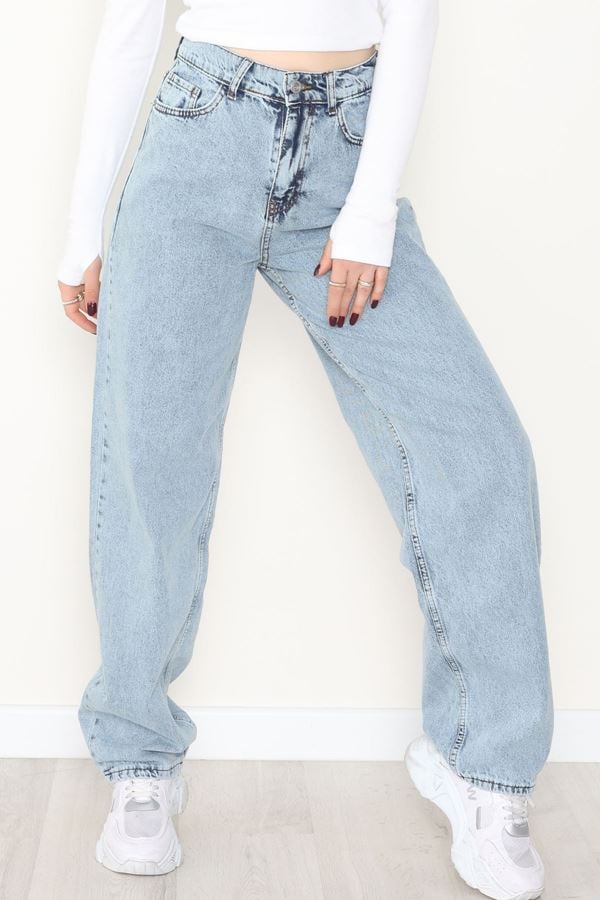 Tokalı Baggy Kot Pantolon Buzmavi - 31558.2088.