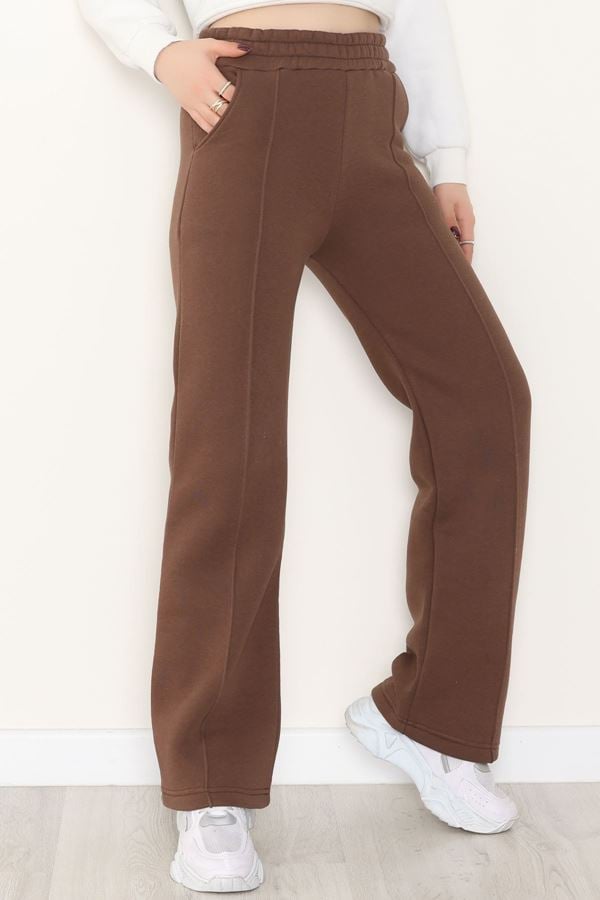 3 İplik Önü Çımalı Eşofman Altı Kahve - 42520.1878.