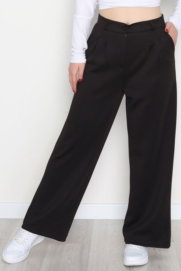 Modal Kumaş Palazzo Pantolon Siyah - 51104.2061.