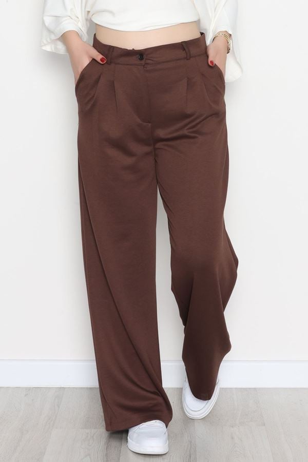 Modal Kumaş Palazzo Pantolon Kahve - 51104.2061.