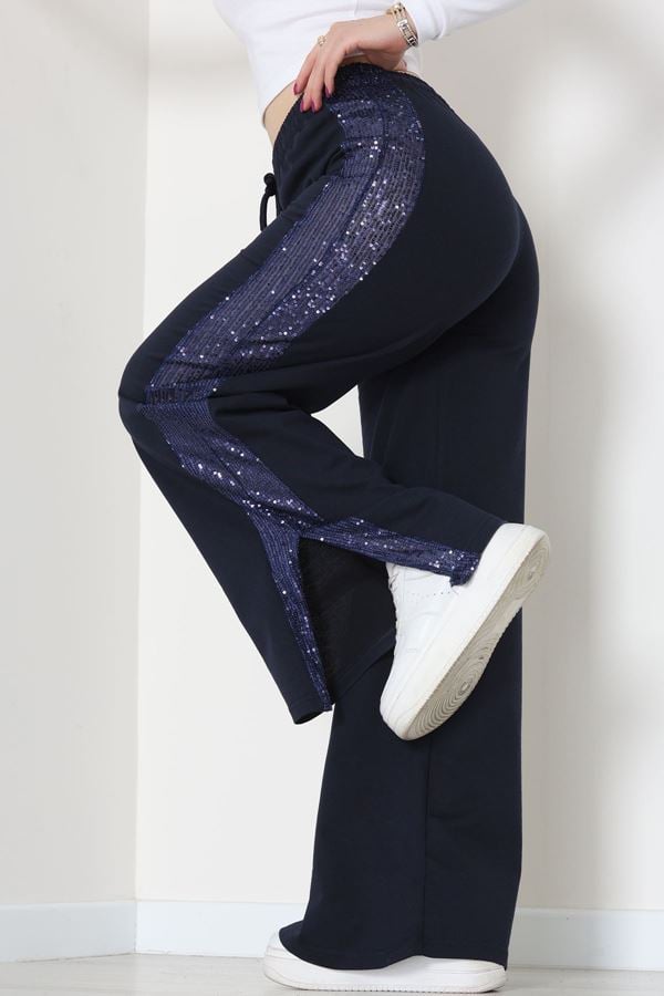 2 İplik Pul Detaylı Eşofman Altı Lacivert - 52110.1857.