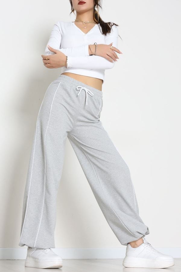 2 İplik Paça Stoperli Eşofman Altı Gri - 40019.1857.