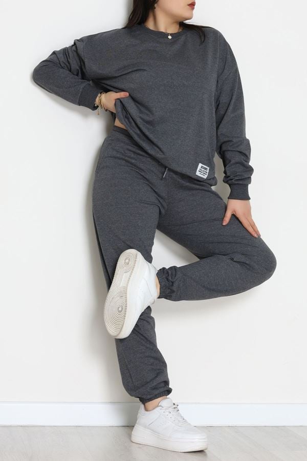 2 İplik Büyük Beden Eşofman Takımı Füme - 50795.1857.