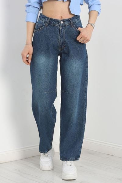 Pileli Baggy Kot Pantolon Mavi - 40061.925.