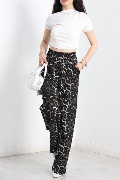 Kemer Cırtlı Krep Pantolon Antileopar - 30494.1865.