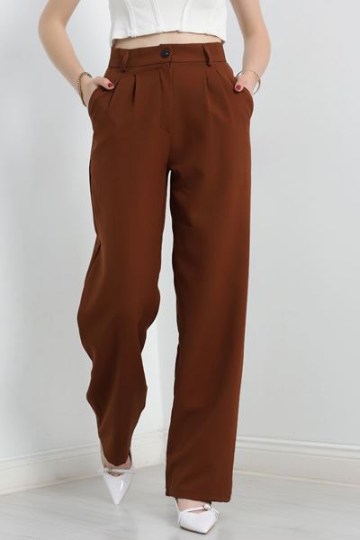 Tek Düğme Palazzo Pantolon Kahve - 90022.1397.