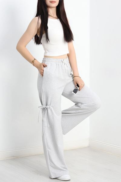 Büzgülü Cepli 2 İplik Eşofman Altı Gri - 50525.1857.