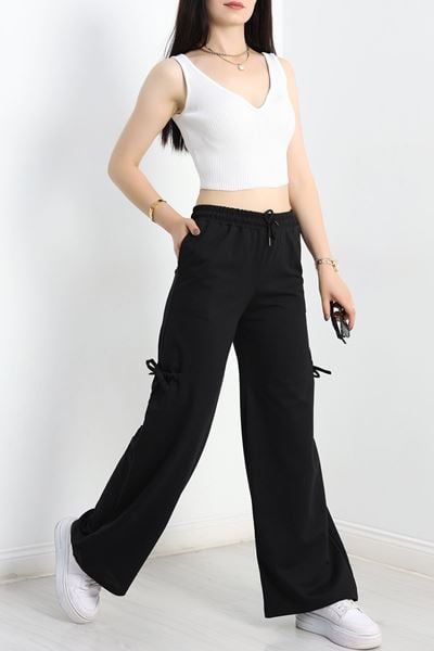 Büzgülü Cepli 2 İplik Eşofman Altı Siyah - 50525.1857.