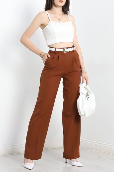 Bel Lastikli Palazzo Pantolon Açıkkahve - 30388.1397.