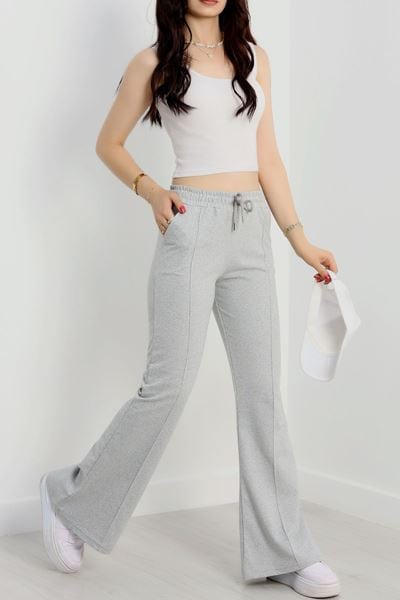 İspanyol Paça 2 İplik Eşofman Altı Gri - 50526.1857.