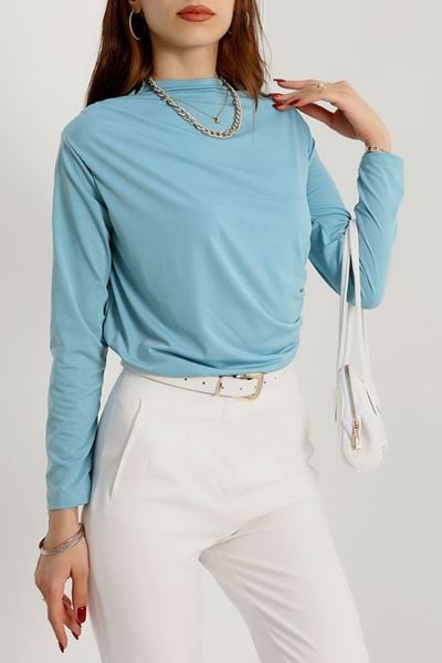 Drape Detay Sandy Bluz Suyeşili - 70698.1949.