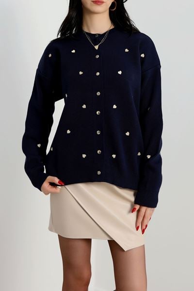 Kalp Detaylı Hırka Lacivertlatte - 3219.1577.