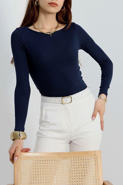 Kayık Yaka Ribana Basic Body Lacivert - 21897.200.