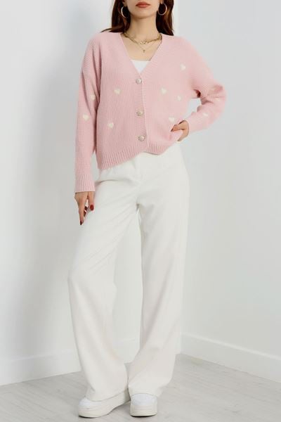 Nakışlı Crop Hırka Pembelatte - 443.1577.