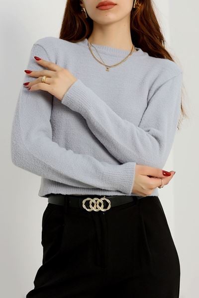 Bisiklet Yaka Triko Gri - 2115.1765.