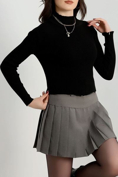 Yarım Balıkçı Yaka Triko Siyah - 4049.2043.