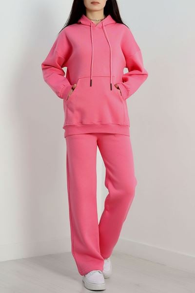 Üç İplik Kanguru Cep Eşofman Takımı Koyupembe - 70777.1878.