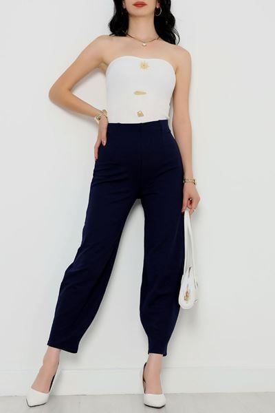 Pensli Geniş Kesim Pantolon Lacivert - 20155.1605.