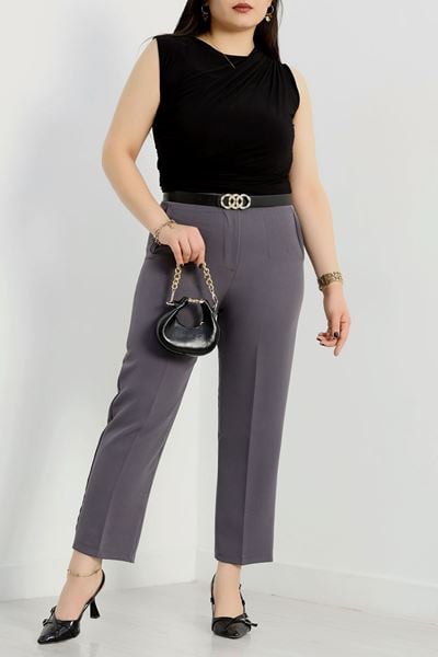 Büyük Beden Double Kumaş Pantolon Füme - 90055.1920.