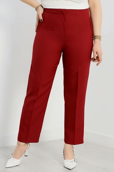 Büyük Beden Double Kumaş Pantolon Bordo - 90055.1920.