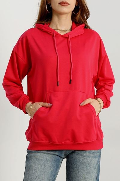 2 İplik Kapşonlu Kanguru Cepli Sweat Koyupembe - 30090.1878.