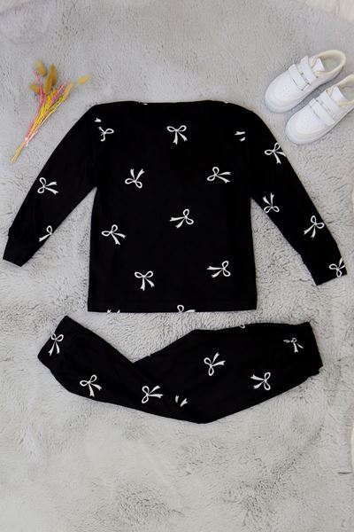 3-14 Yaş Süet Manşetli Alt Üst Aynı Pijama Takım Siyahfiyonk - 410.1287.