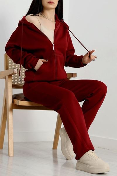 3 İplik Şardonlu Eşofman Takımı Bordo - 20254.1878.