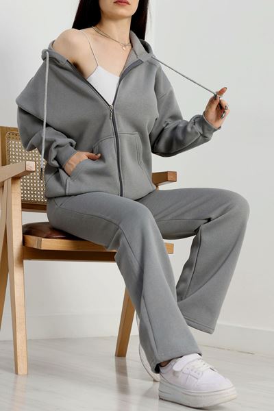 3 İplik Şardonlu Eşofman Takımı Gri - 20254.1878.