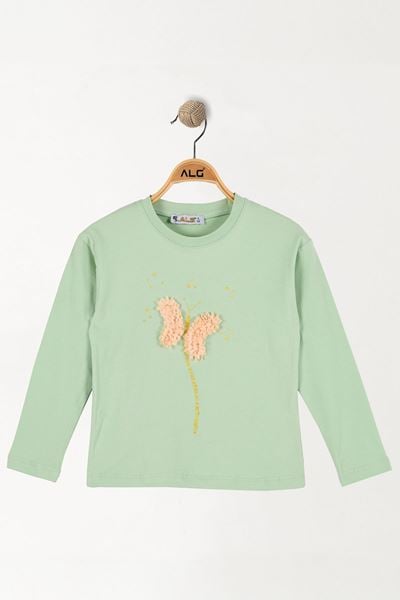Kelebek Nakışlı 2-5 Yaş Sweatshirt Yeşil - 5264020.1576.