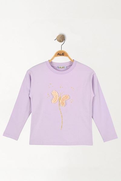 Kelebek Nakışlı 2-5 Yaş Sweatshirt Lila - 5264020.1576.