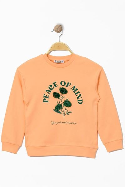 Çiçek Baskılı 8-12 Yaş Çocuk Sweatshirt Turuncu - 724869.1576.