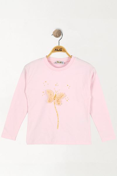 Kelebek Nakışlı 2-5 Yaş Sweatshirt Pembe - 5264020.1576.